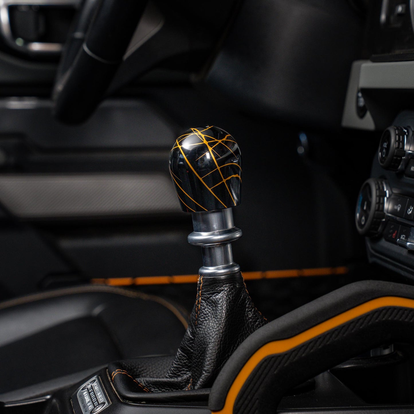 Billetworkz Shift Knob - Black w/ Gold Splash - Fits Ford Bronco 6-Speed (2021+)