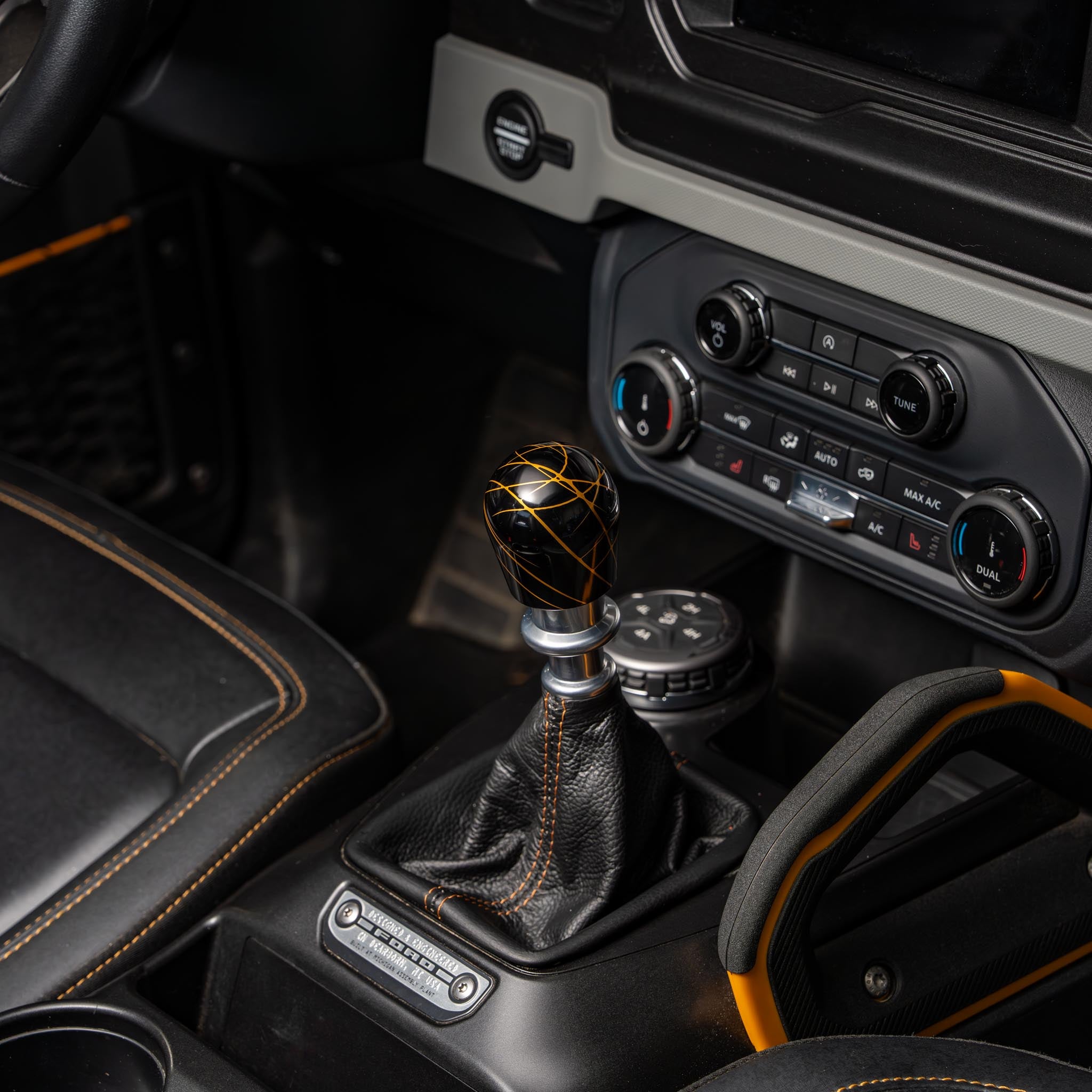 Billetworkz Shift Knob - Black w/ Gold Splash - Fits Ford Bronco 6