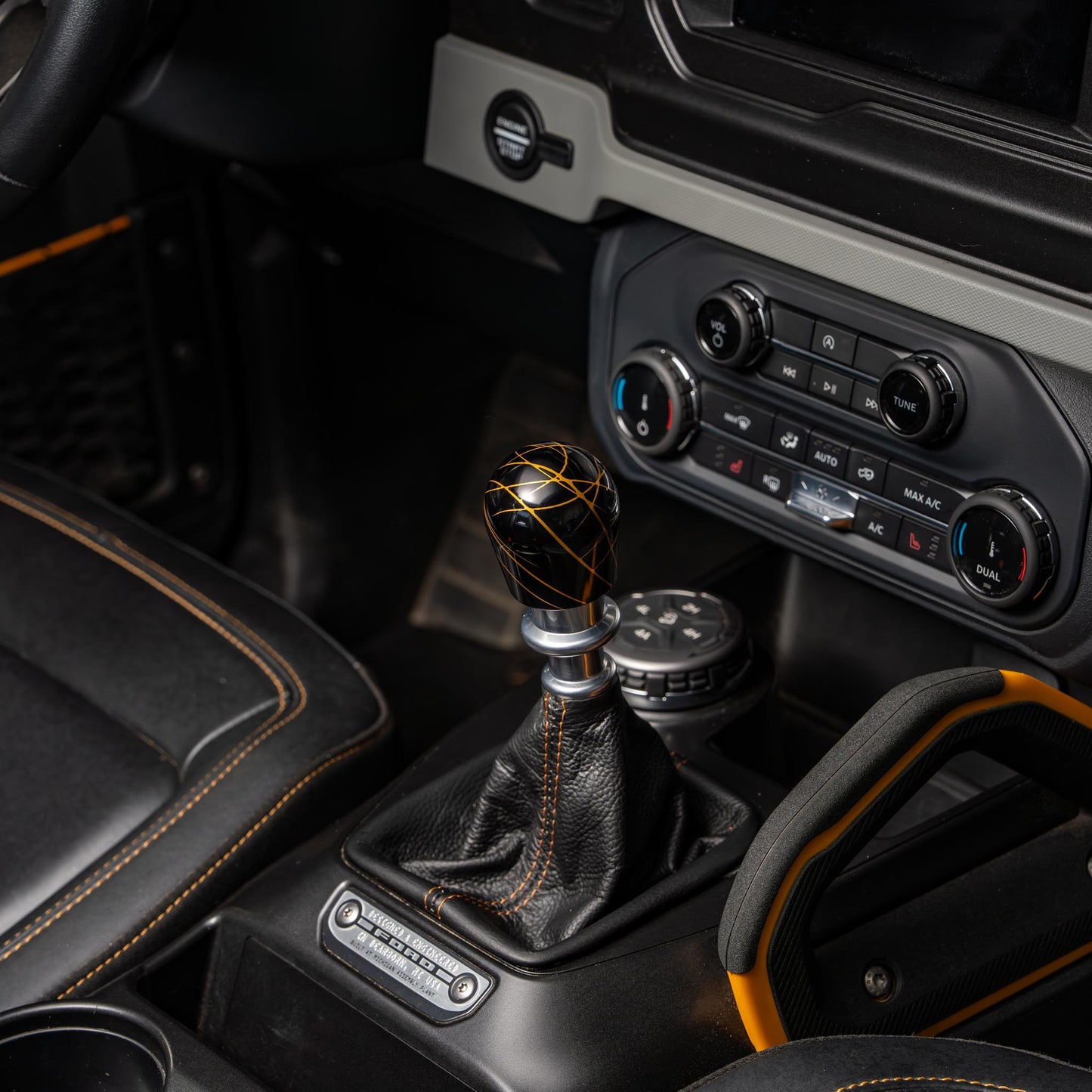 Billetworkz Shift Knob - Black w/ Gold Splash - Fits Ford Bronco 6-Speed (2021+)