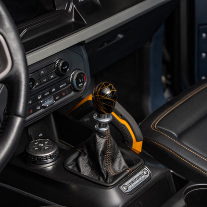 Billetworkz Shift Knob - Black w/ Gold Splash - Fits Ford Bronco 6-Speed (2021+)