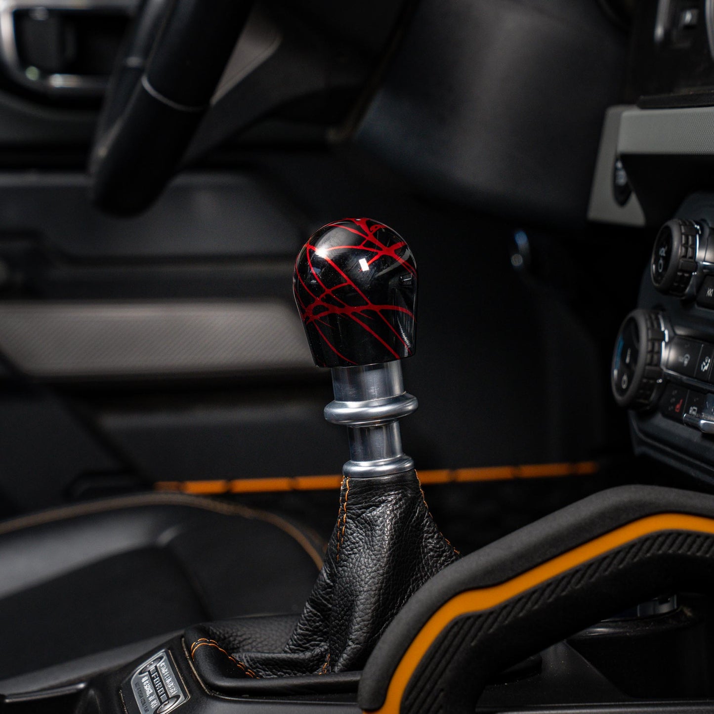 Billetworkz Shift Knob - Black w / Red Splash - Fits Ford Bronco 6-Speed (2021+)