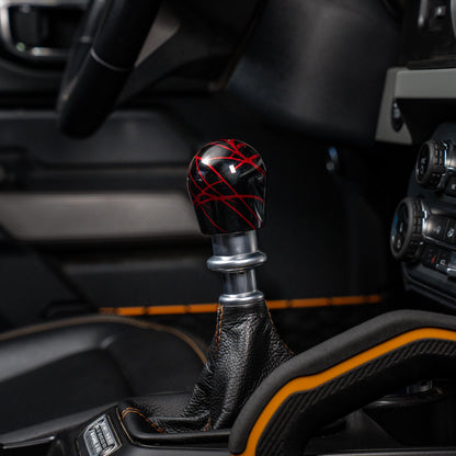 Billetworkz Shift Knob - Black w / Red Splash - Fits Ford Bronco 6-Speed (2021+)