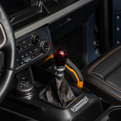 Billetworkz Shift Knob - Black w / Red Splash - Fits Ford Bronco 6-Speed (2021+)