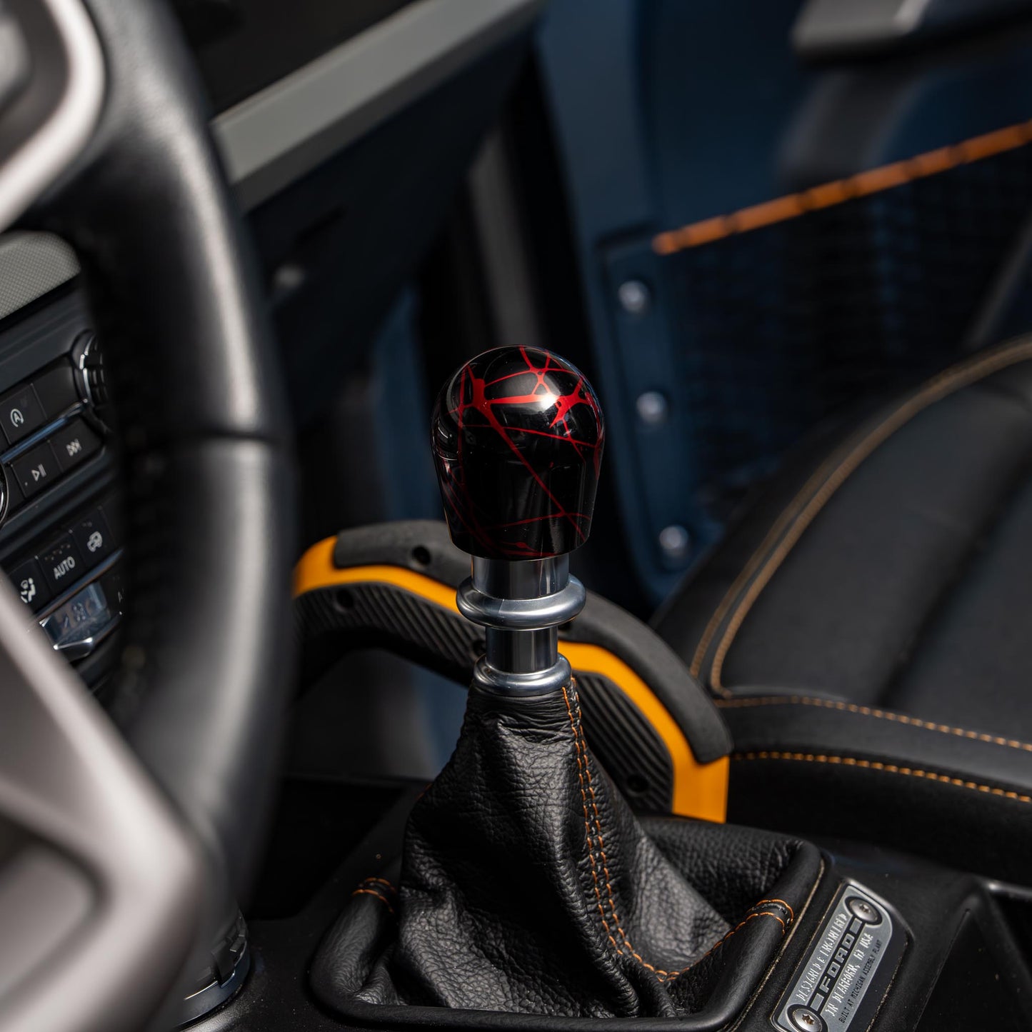 Billetworkz Shift Knob - Black w / Red Splash - Fits Ford Bronco 6-Speed (2021+)