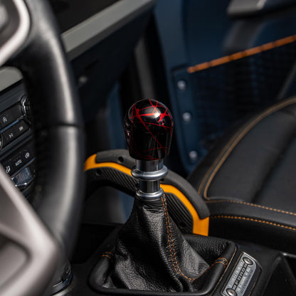 Billetworkz Shift Knob - Black w / Red Splash - Fits Ford Bronco 6-Speed (2021+)