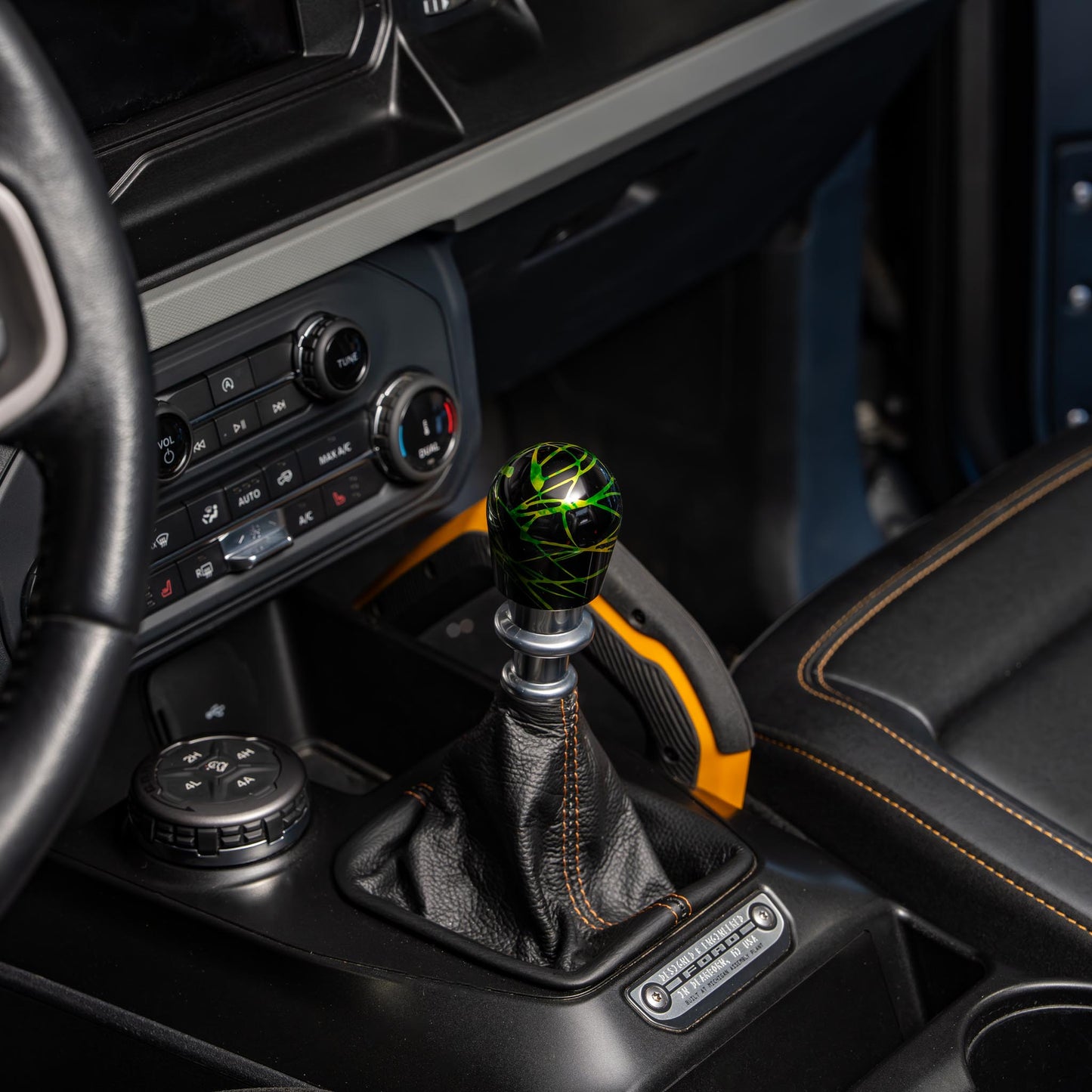 Billetworkz Shift Knob - Black w/ Toxic Splash - Fits Ford Bronco 6-Speed (2021+)