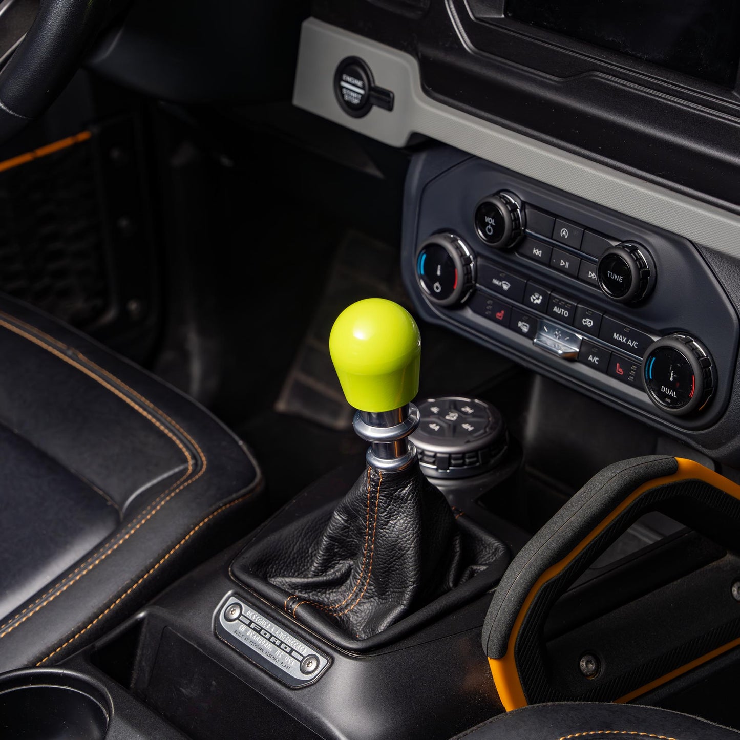 Billetworkz Weighted Shift Knob - Neon Yellow - Fits Ford Bronco 6-Speed (2021+)