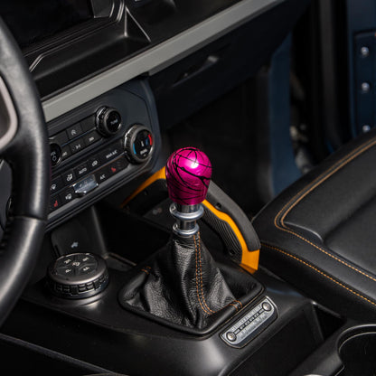 Billetworkz Shift Knob - Pink w/ Black Splash - Fits Ford Bronco 6-Speed (2021+)