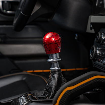 Billetworkz Shift Knob - Red w/ Black Splash - Fits Ford Bronco 6-Speed (2021+)