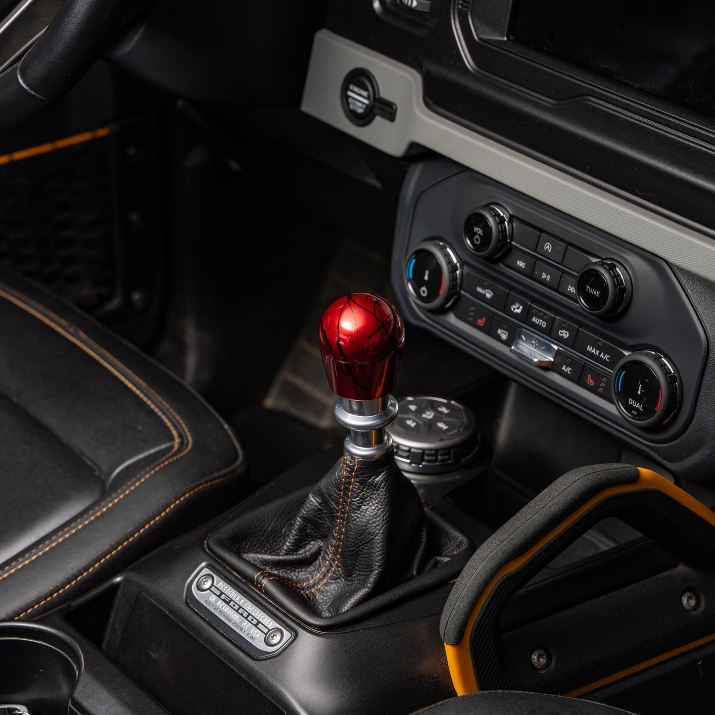 Billetworkz Shift Knob - Red w/ Black Splash - Fits Ford Bronco 6-Speed (2021+)