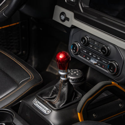 Billetworkz Shift Knob - Red w/ Black Splash - Fits Ford Bronco 6-Speed (2021+)