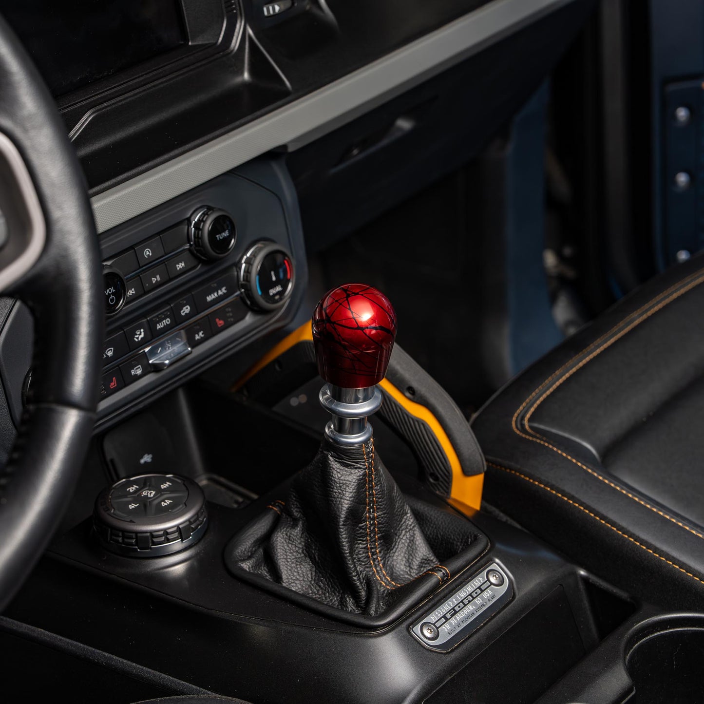 Billetworkz Shift Knob - Red w/ Black Splash - Fits Ford Bronco 6-Speed (2021+)