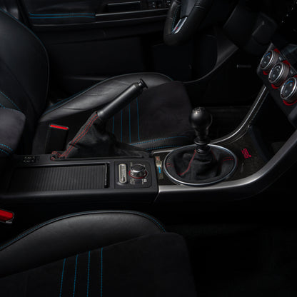 Billetworkz Alcantara Kit (Pro): Shift Boot, E-Brake Boot Kit and Door Pull Straps (1 Set) – Subaru STI 2015-2021