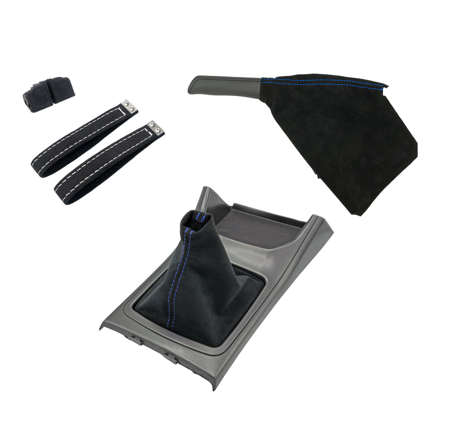 Billetworkz Alcantara Kit (Pro): Shift Boot, E-Brake Boot Kit and Door Pull Straps (1 Set) – Subaru WRX 2008-2014