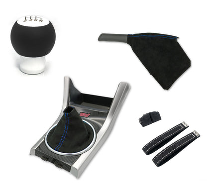 Billetworkz Alcantara Kit (Ultimate): Shift Knob, Shift Boot, E-Brake Boot Kit, and Door Pull Straps (2 Sets) - Subaru STI 2008-2014