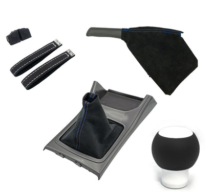 Billetworkz Alcantara Kit (Ultimate): Shift Knob, Shift Boot, E-Brake Boot Kit, and Door Pull Straps (2 Sets) - Subaru WRX 2008-2014