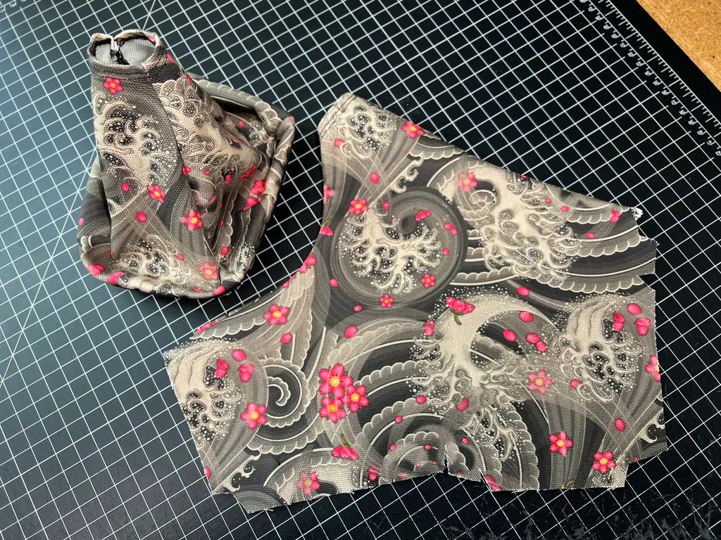 Black Japanese Waves with Cherry Blossom Shift Boot by Stitch Boots