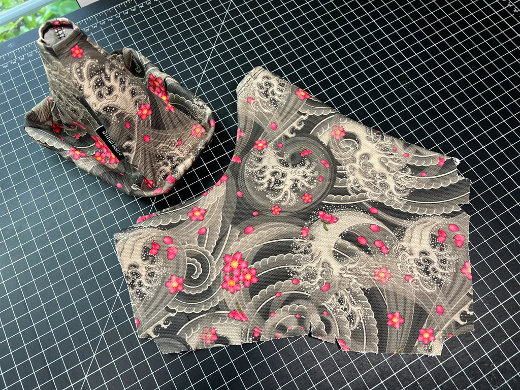 Black Japanese Waves with Cherry Blossom Shift Boot by Stitch Boots