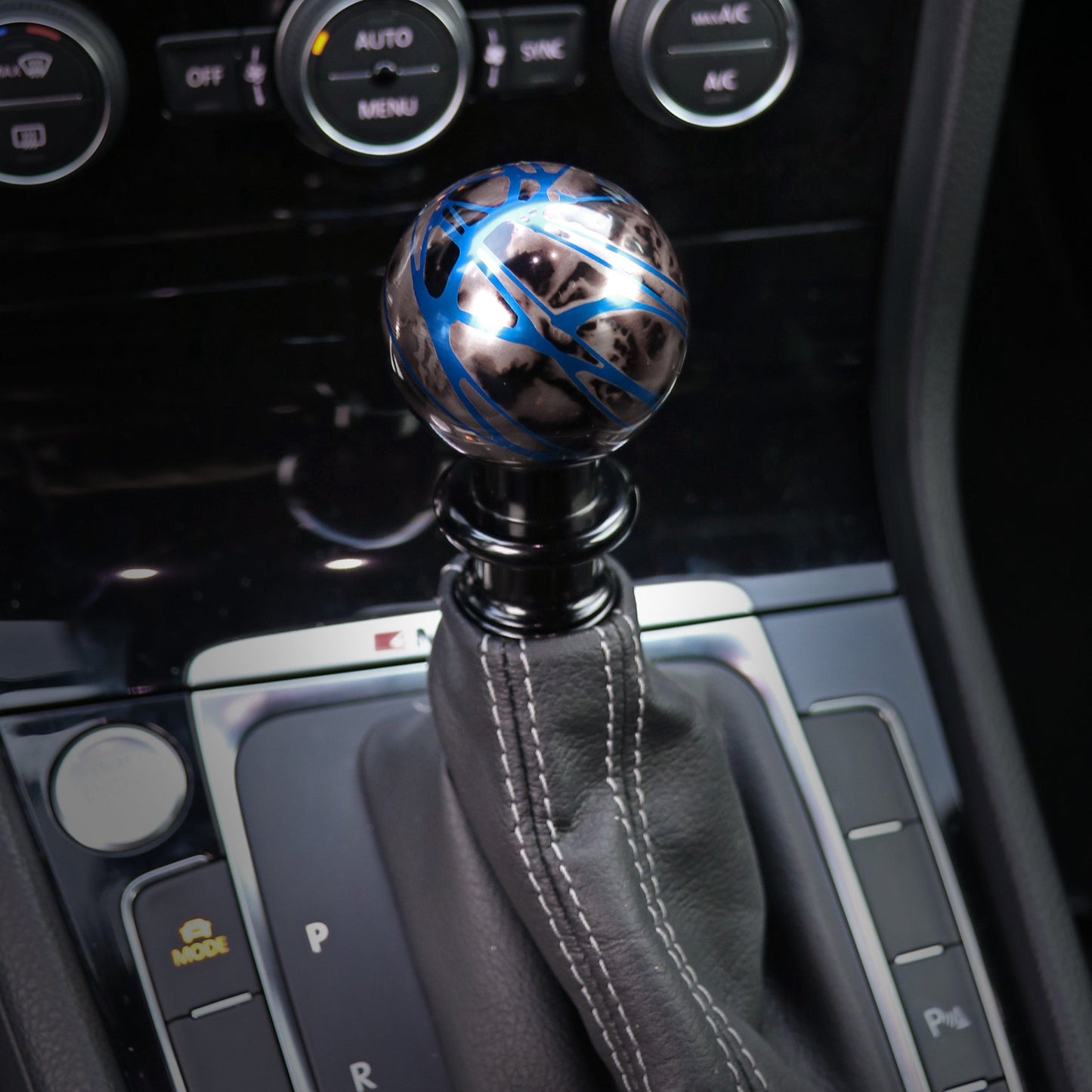 Billetworkz Automatic Shifter - Black Smoke w/ Blue Splash - Fits VW DSG and Audi S-Tronic