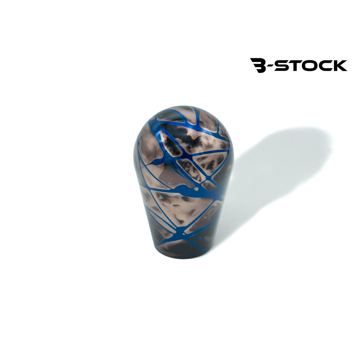 B-Stock Anodized Shift Knob – Tall Teardrop – Black Smoke w/Blue Splash – No Engraving