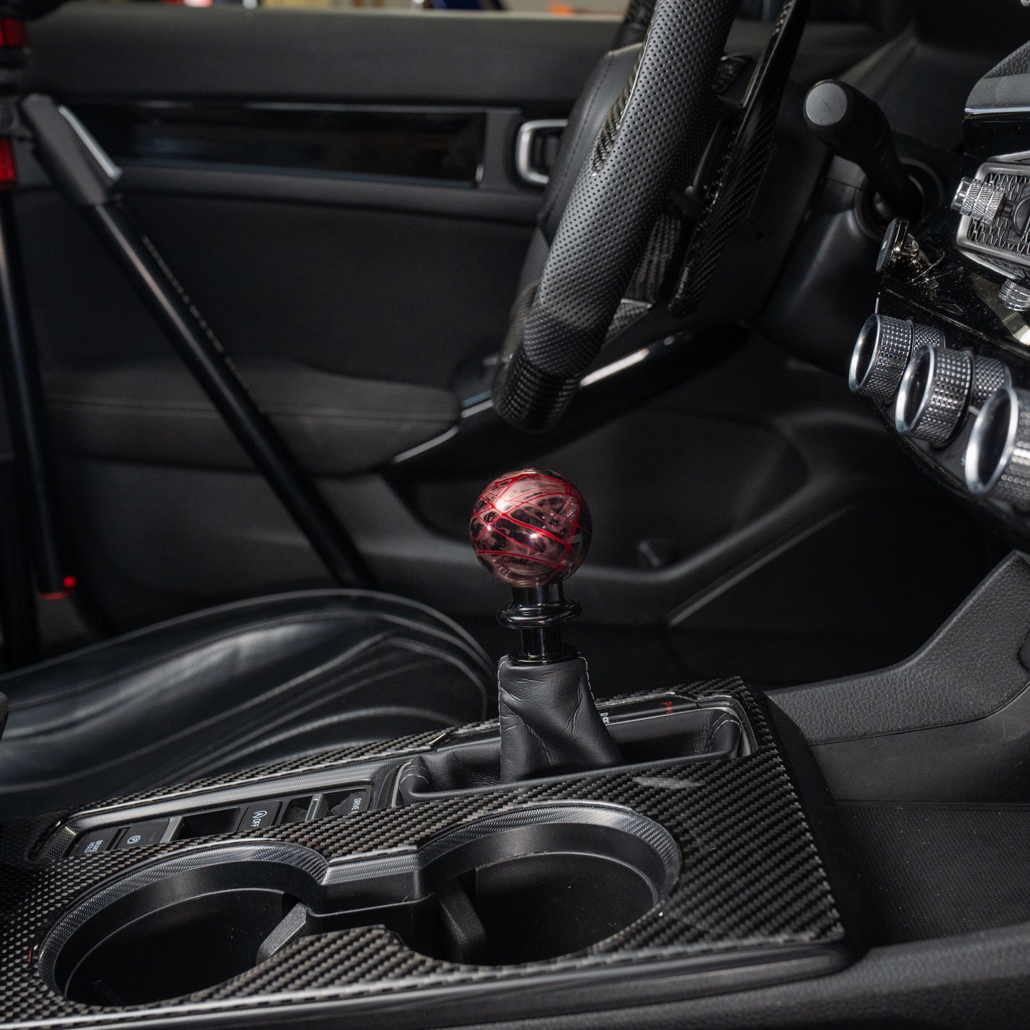 Billetworkz Automatic Shifter - Black Smoke w/Red Splash - Honda Civic (2012–2026)