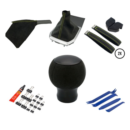 Billetworkz Alcantara Kit (Ultimate): Shift Knob, Shift Boot, E-Brake Boot Kit, and Door Pull Straps (2 Sets) - Subaru WRX 2022+