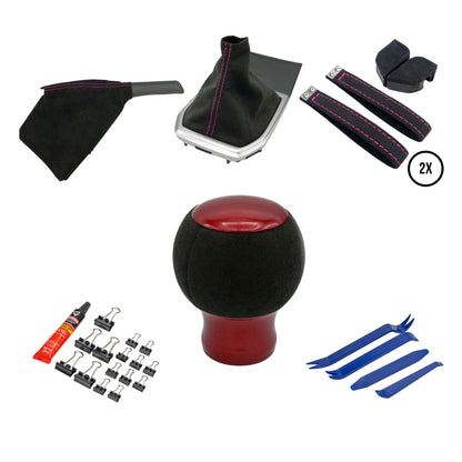 Billetworkz Alcantara Kit (Ultimate): Shift Knob, Shift Boot, E-Brake Boot Kit, and Door Pull Straps (2 Sets) - Subaru WRX 2022+