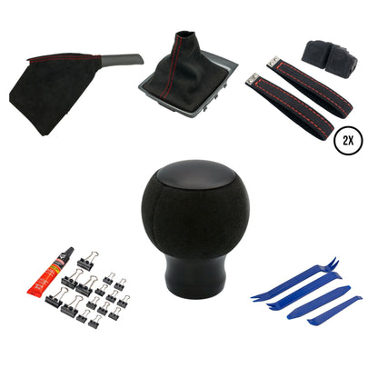 Billetworkz Alcantara Kit (Ultimate): Shift Knob, Shift Boot, E-Brake Boot Kit, and Door Pull Straps - Subaru BRZ/Toyota GR86 2022+ (Automatic)