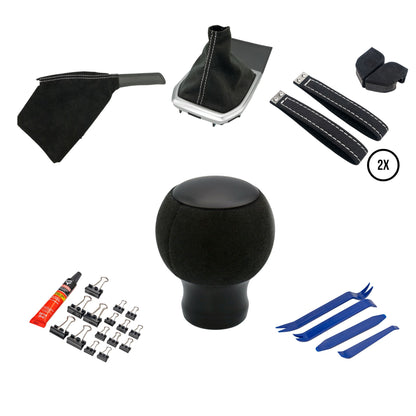 Billetworkz Alcantara Kit (Ultimate): Shift Knob, Shift Boot, E-Brake Boot Kit, and Door Pull Straps (2 Sets) - Subaru WRX 2022+