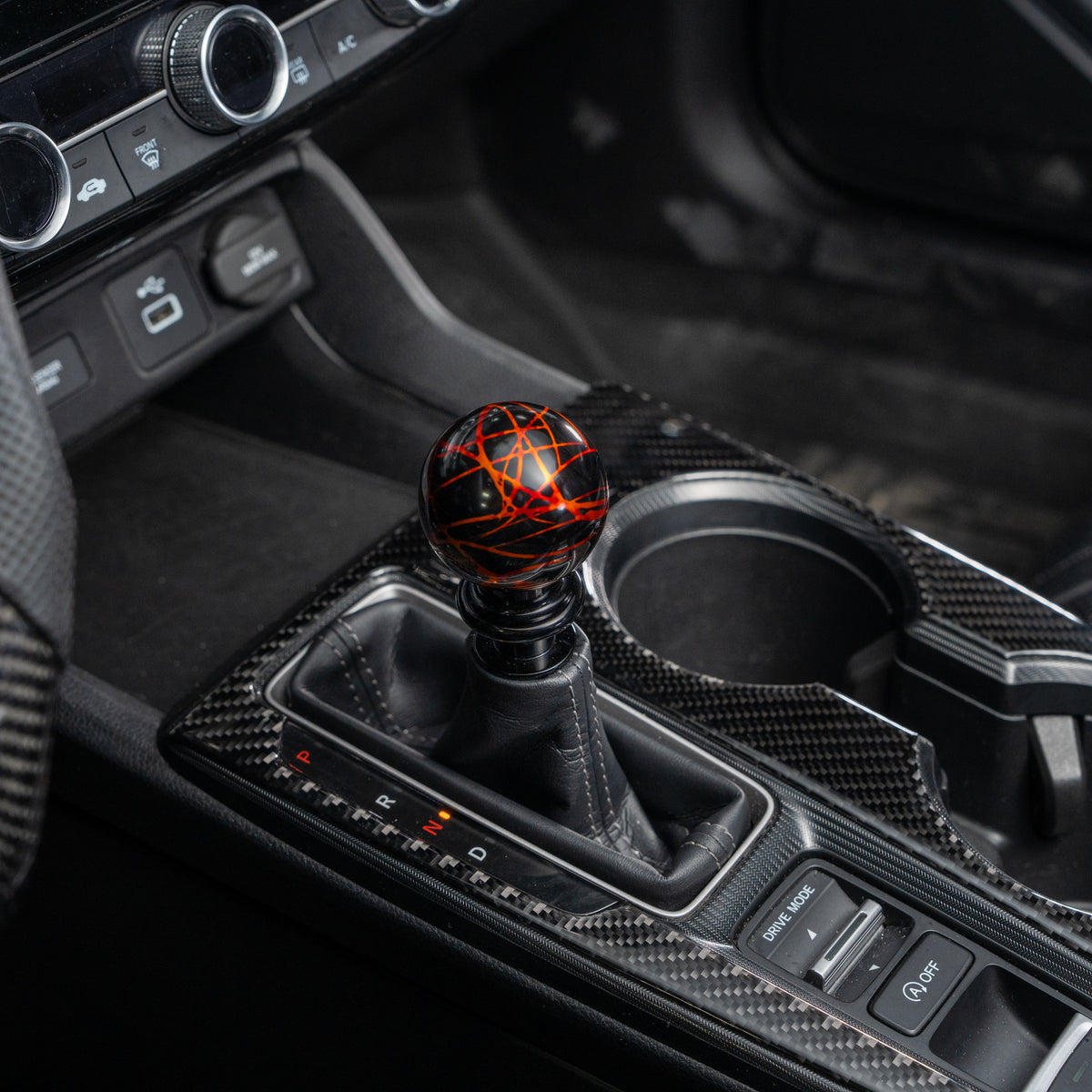 Billetworkz Automatic Shifter - Black w/Fire Splash - Honda Civic (2012–2026)