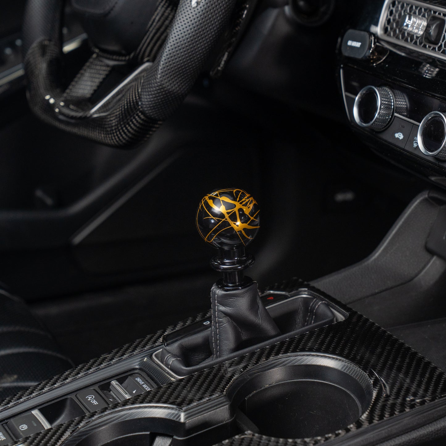 Billetworkz Automatic Shifter - Black w/Gold Splash - Honda Civic (2012–2026)