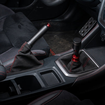 Billetworkz Alcantara Kit (Pro): Shift Boot, E-Brake Boot Kit and Door Pull Straps (1 Set) – Subaru WRX 2008-2014