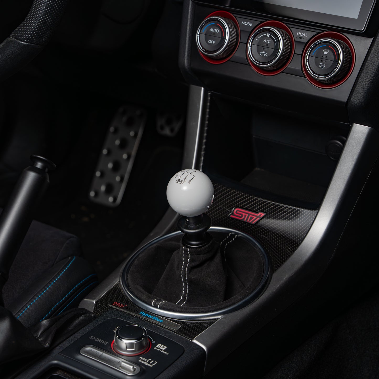 Billetworkz Alcantara Kit (Ultimate): Shift Knob, Shift Boot, E-Brake Boot Kit, and Door Pull Straps (2 Sets) - Subaru STI 2008-2014