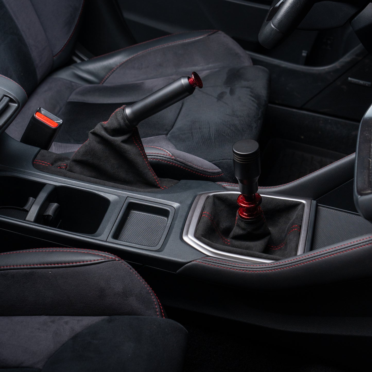 Billetworkz Alcantara Kit (Pro): Shift Boot, E-Brake Boot Kit and Door Pull Straps (1 Set) – Subaru STI 2008-2014