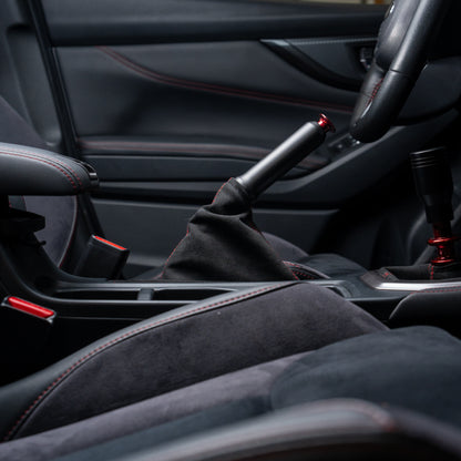 Billetworkz Alcantara Kit (Ultimate): Shift Knob, Shift Boot, E-Brake Boot Kit, and Door Pull Straps (2 Sets) - Subaru STI 2008-2014