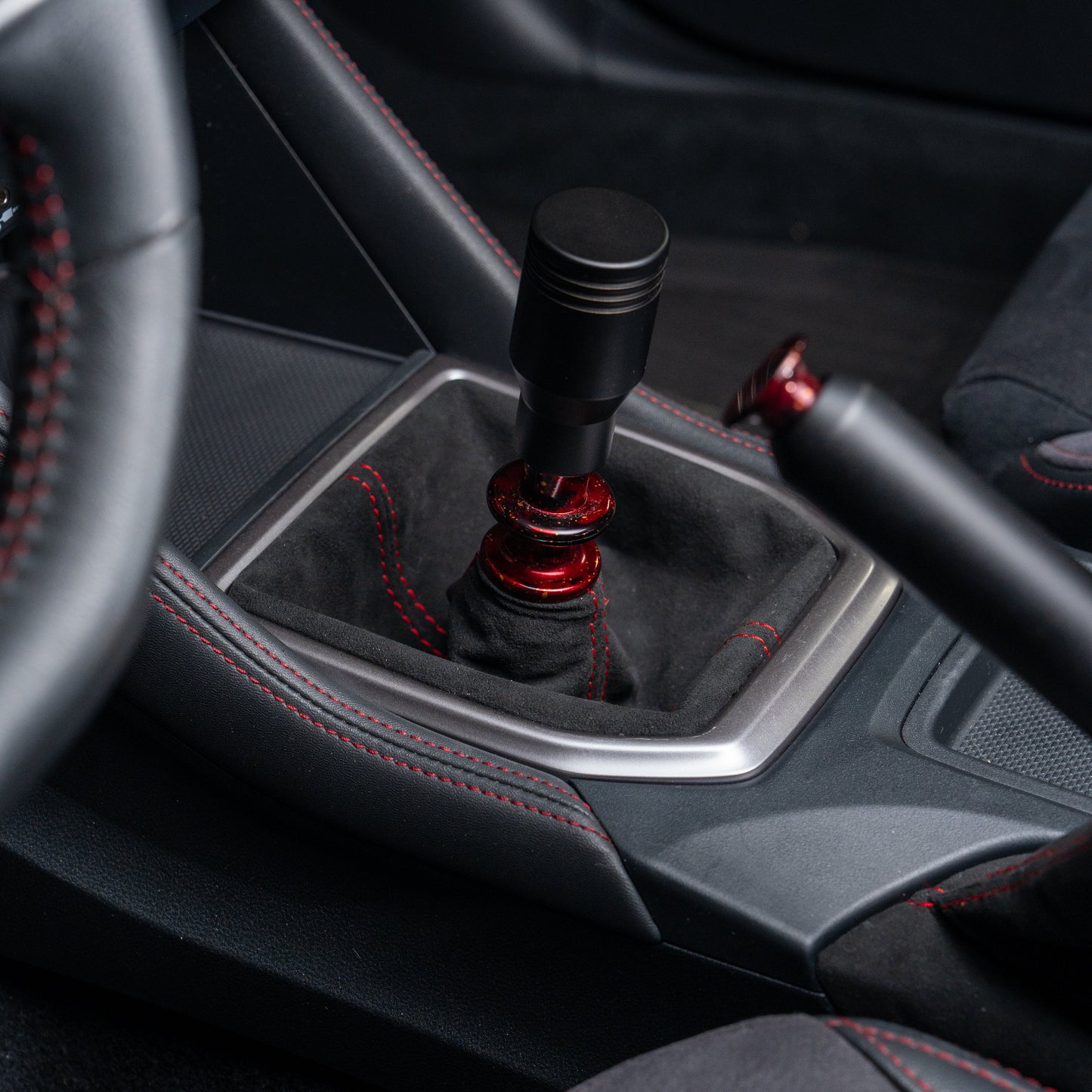 Billetworkz Alcantara Kit (Ultimate): Shift Knob, Shift Boot, E-Brake Boot Kit, and Door Pull Straps (2 Sets) - Subaru STI 2008-2014