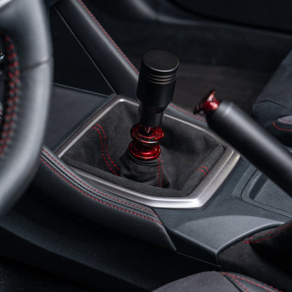 Billetworkz Alcantara Kit (Ultimate): Shift Knob, Shift Boot, E-Brake Boot Kit, and Door Pull Straps (2 Sets) - Subaru STI 2008-2014