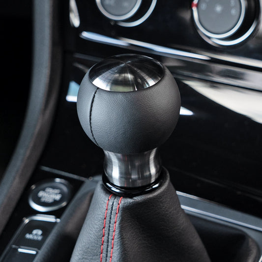 Red Leather & Aluminum 6-Speed Shift Knob For Ford Focus, Fiesta, RS, ST Models