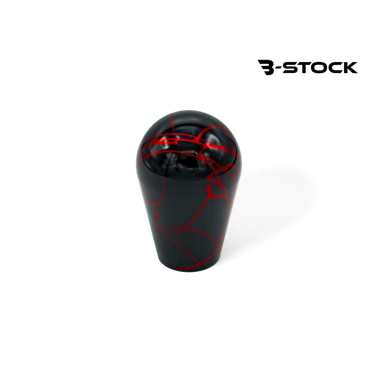 B-Stock Anodized Shift Knob – Tall Teardrop – Black w/Red Splash – No Engraving