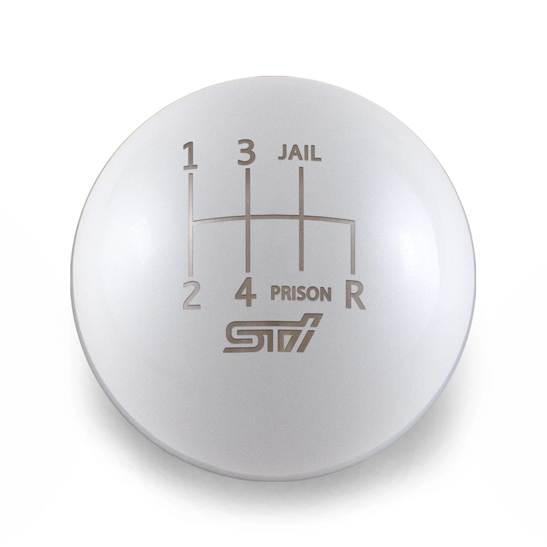 Billetworkz Weighted Shift Knob - 6 Speed STI Jail-Prison Engraving - Subaru STI