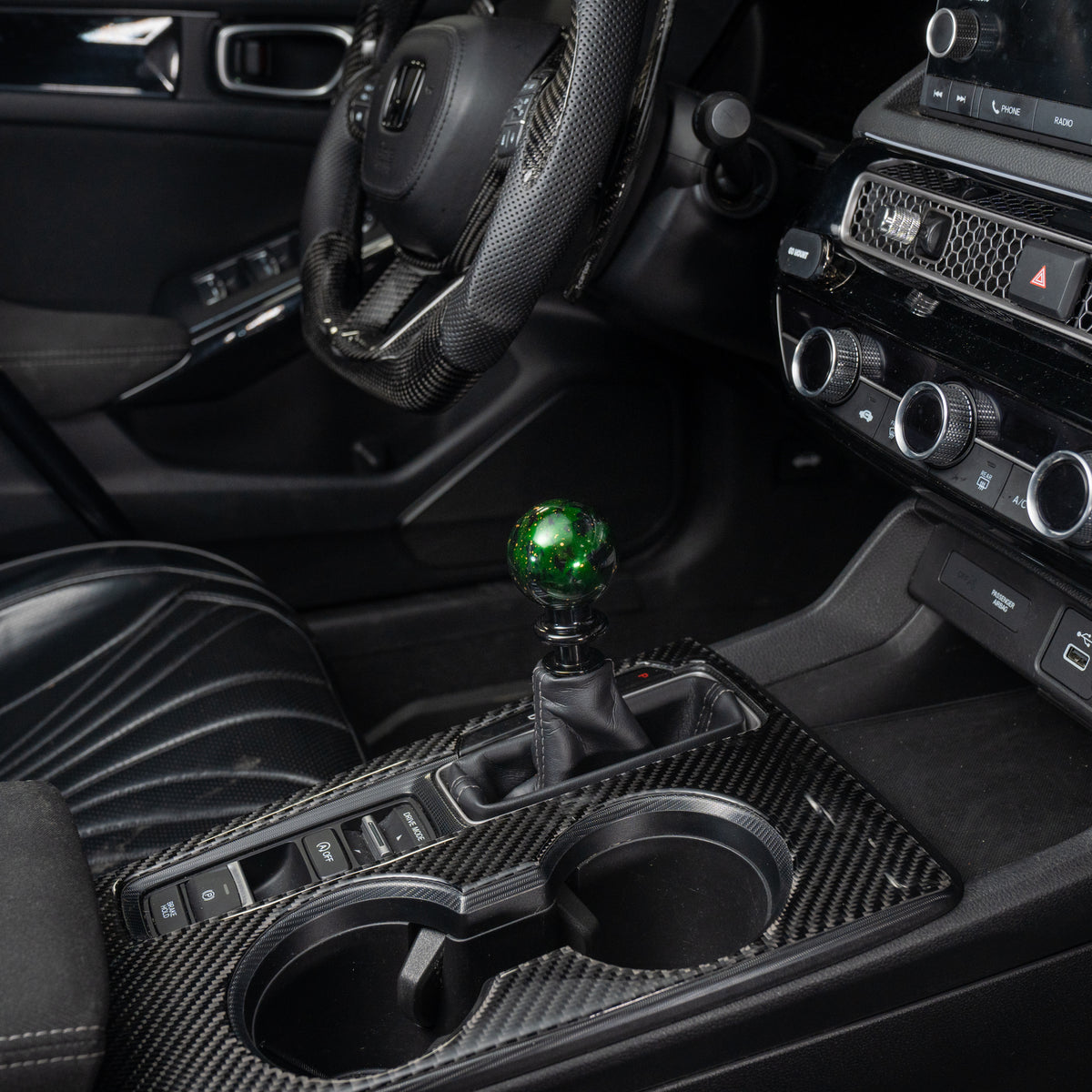 Billetworkz Automatic Shifter - Green Cosmic Space - Honda Civic (2012–2026)