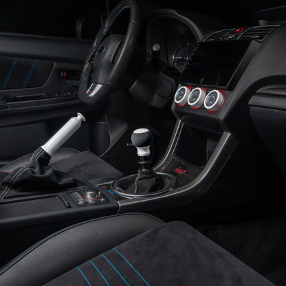 Billetworkz Alcantara Kit (Ultimate): Shift Knob, Shift Boot, E-Brake Boot Kit, and Door Pull Straps (2 Sets) - Subaru WRX 2022+