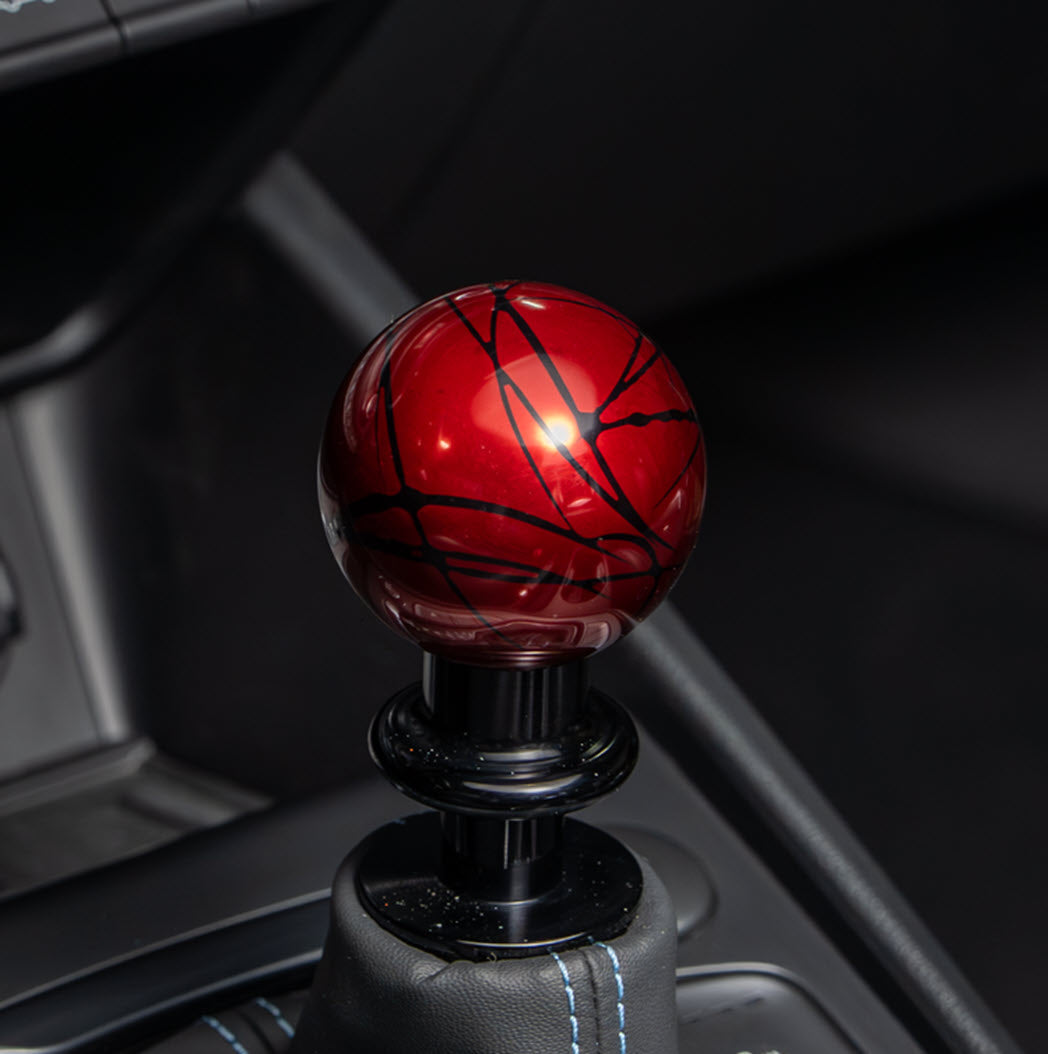 Billetworkz Shift Knob - Red w/Black Splash - Subaru STI 6-Speed