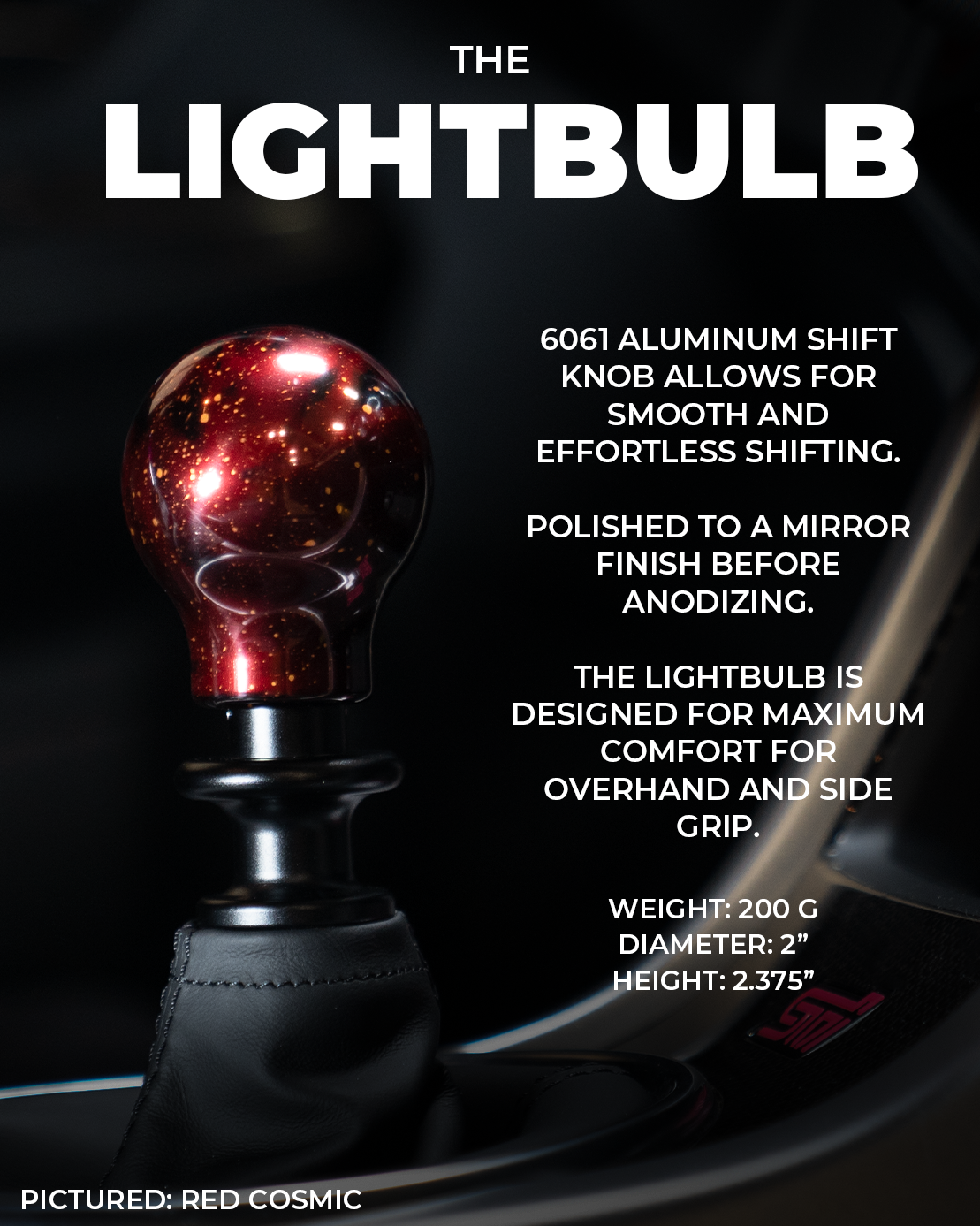 Billetworkz Lightbulb Shift Knob for Chevrolet Camaro 6-Speed (2016-2024)