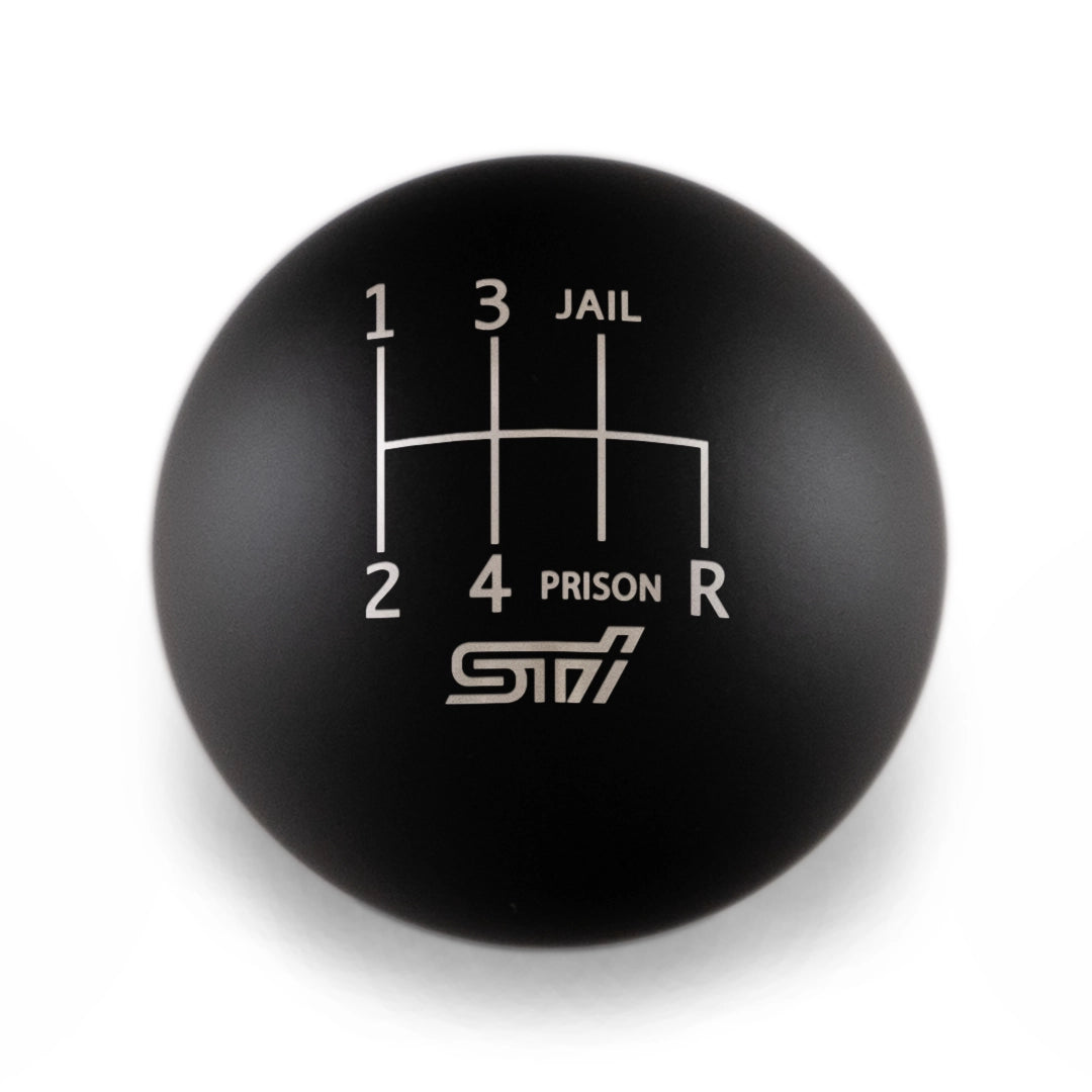Billetworkz Weighted Shift Knob - 6 Speed STI Jail-Prison Engraving - Subaru STI