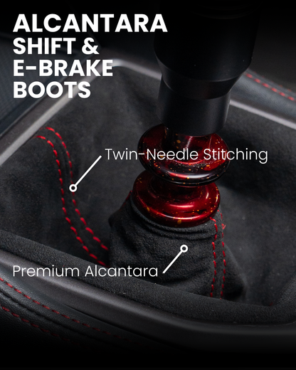 Billetworkz Alcantara Kit (Pro): Shift Boot, E-Brake Boot Kit and Door Pull Straps (1 Set) – Subaru STI 2015-2021