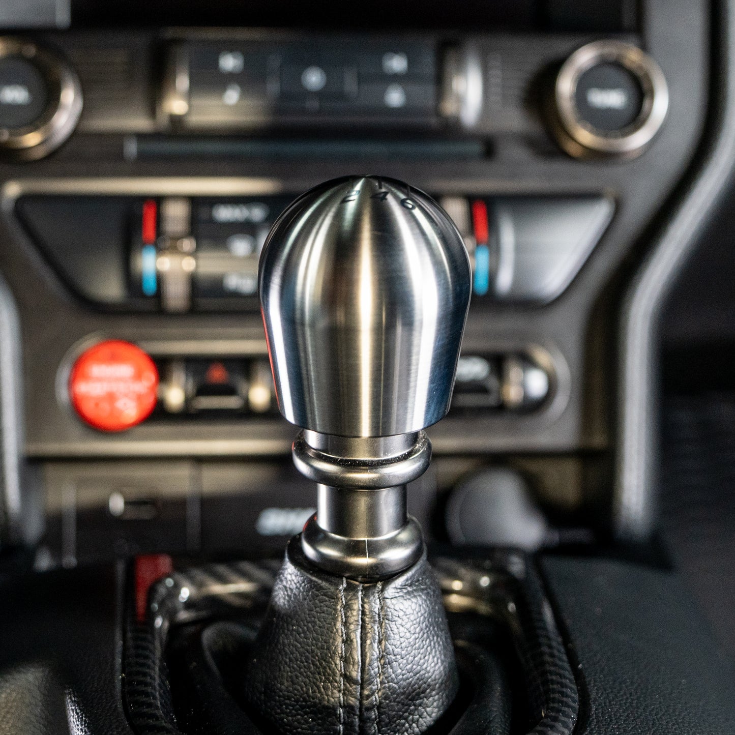 Billetworkz Titanium Brushed Shift Knob - 6 Speed Velocity Engraving - Ford Mustang (2015+)