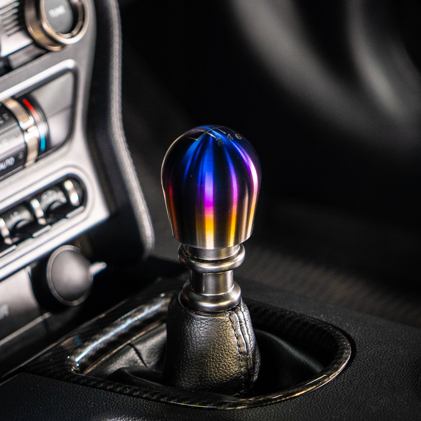 Billetworkz Titanium Torched Shift Knob - 6 Speed Velocity Engraving - Ford Mustang (2015+)