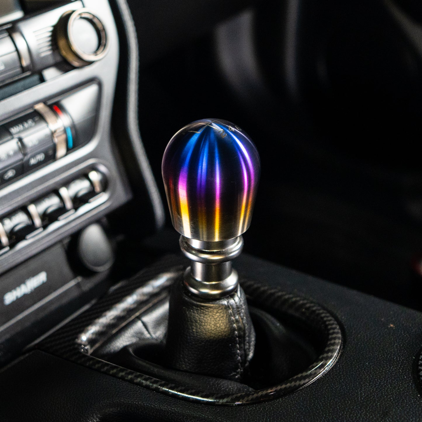Billetworkz Titanium Torched Shift Knob - 6 Speed Velocity Engraving - Ford Mustang (2015+)