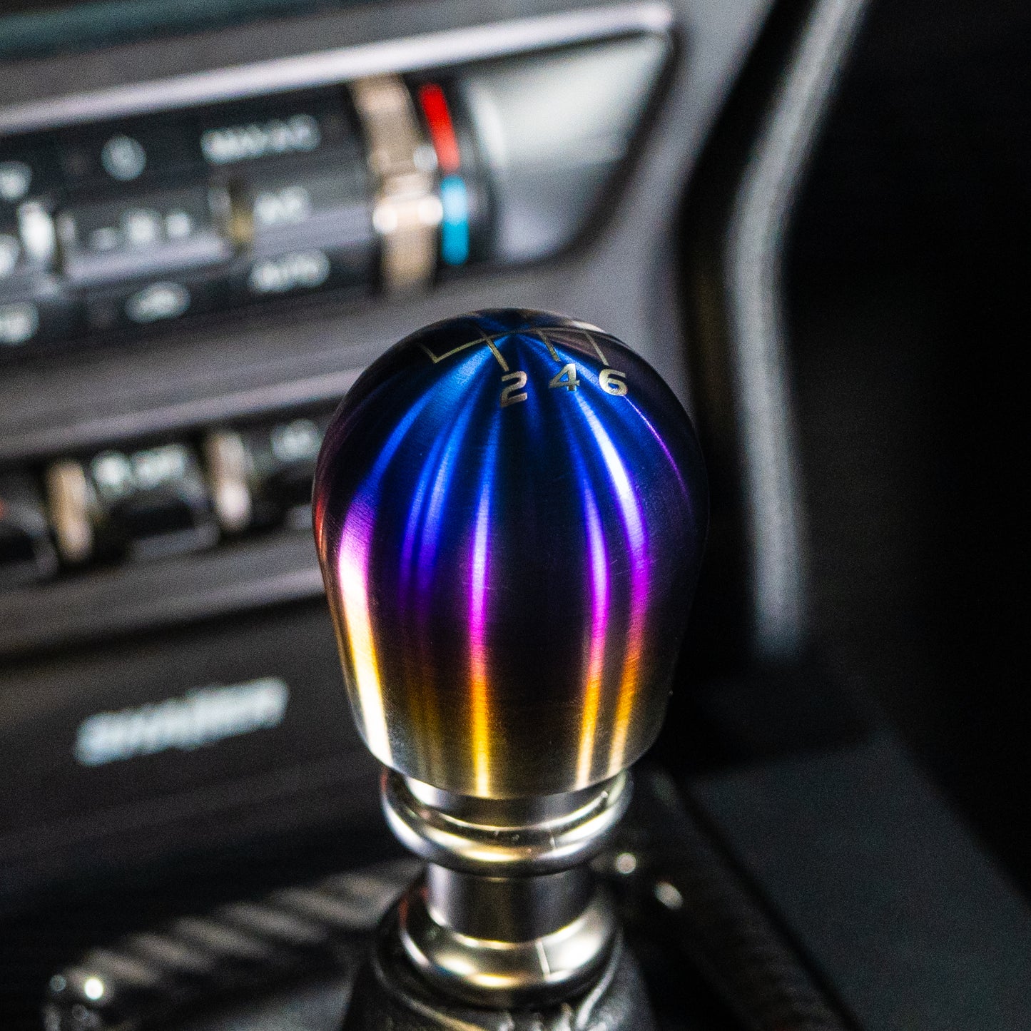 Billetworkz Titanium Torched Shift Knob - 6 Speed Velocity Engraving - Ford Mustang (2015+)